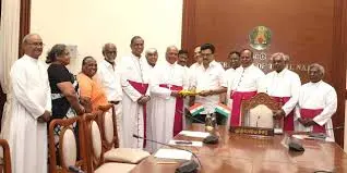 mk stalin receiving catholic delegates