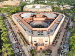 glimpse of the new parliament building, in new delhi